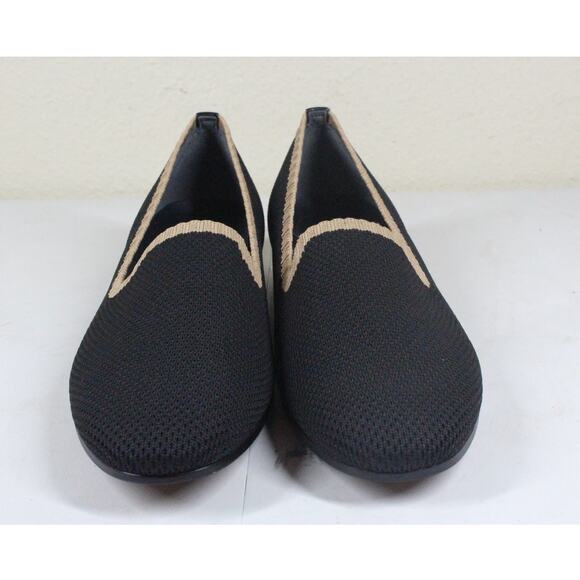 Vionic Willa Knit Slip-on Flat with Arch Support Black with Tan Trim Size 8 NEW - Picture 2 of 4